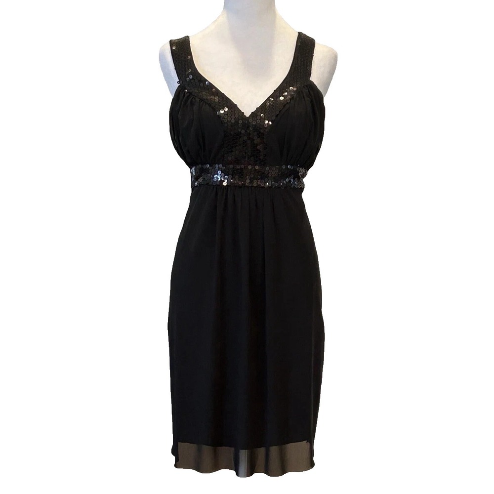 Jonathan Martin Y2K Black Sequin Cocktail Event Dress Size 4P LBD Sexy Babydoll